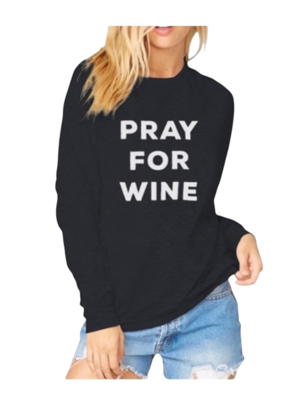 new The Laundry Room ☻︎ Super Soft Pray 4 Wine Graphic Sweatshirt ☻︎ Jet Black S - Picture 14 of 16
